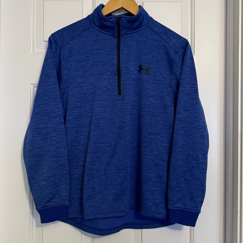 Under Armour Mens Coldgear Activewear Sweat Blue Space Dye 1/4 Zip Loose Fit M